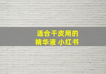 适合干皮用的精华液 小红书